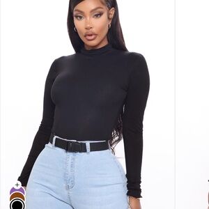 Fashion Nova Black Long Sleeve Bodysuit